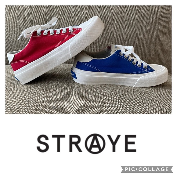 Straye Logan Lace Up Patriotic Sneaker in Red, White, and Blue. Size 3. EUC. - Picture 1 of 15